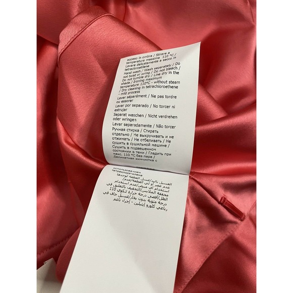 NEW Cedric Charlier Satin Pink Draped Midi Dress $520 US 12 IT 46 - Picture 11 of 11